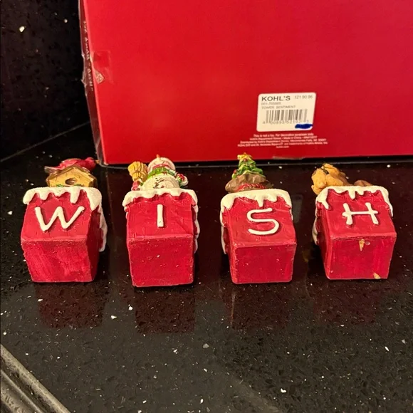 Christmas WISH Snowman Tree Character Blocks Shelf Sitters Farmhouse Country - Picture 11 of 14